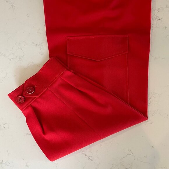 Hugo Boss Tunnai Wool Poly Relaxed Fit Cargo Pants Button Cuff Red Sz 8 NWOT - Picture 9 of 16